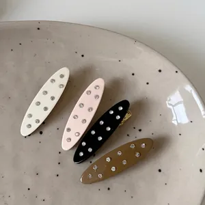 Français Vintage Acétate Ovale Pince à Cheveux Strass Élégant Frange Latérale Pince à Bec de Canard Exquis Géométrique Fait à la Main Accessoires de Cheveux Femme