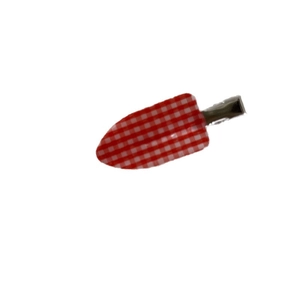 Chic red gingham pattern hair clip with silver metal duckbill clip for women styling