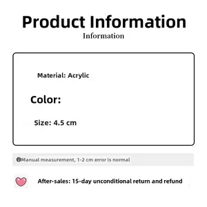 Specifications of acrylic flower hair clip showing 4.5CM size and material info