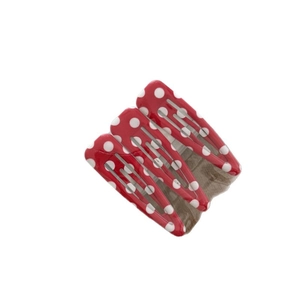Three-piece set of cute red and white polka dot metal snap hair clips for girls