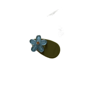 Exquisite Korean style blue flower hair clip with amber gemstone and green base