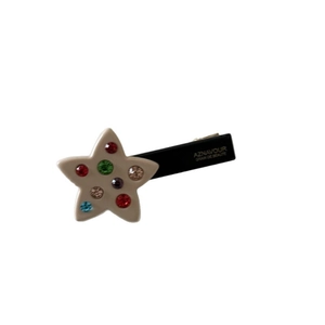 Star acetate hair clip with colorful rhinestones on a black base for women
