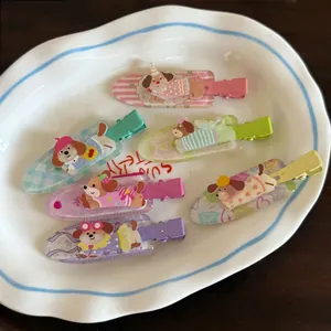 Lot de 6 barrettes à cheveux chiot de dessin animé colorées pour filles tons pastel