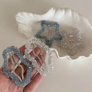 Pinces à Cheveux pour Femmes Cristal Étoile Ovale Strass en Métal Clip BB Style Mori Épingle à Cheveux Élégante Bijoux