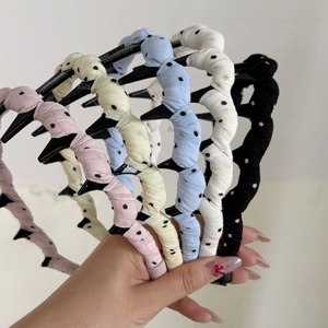 Braided polka dot headbands in five colors with non-slip teeth for women