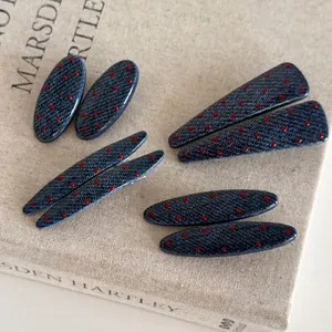 Vintage Denim Blue Red Polka Dot Hair Clips For Women Alloy Handmade Oil Drip Geometric Bangs Side Clip Fashion Hair Accessories