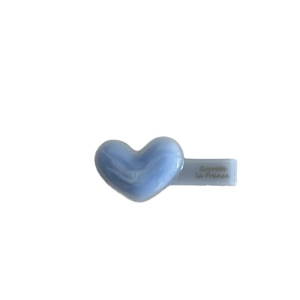 Sweet light blue acetate heart hair clip with gold Barrette La France lettering