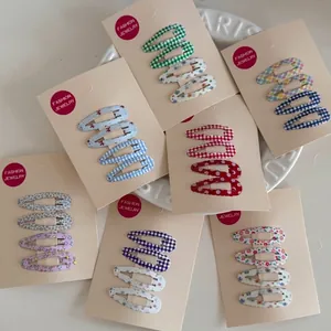 Metal Plaid Floral BB Hair Clips For Women Girls Polka Dot Bow Star Snap Barrettes Sweet Fashion Hair Accessory Pins