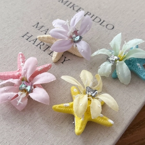 Molletta per Capelli Fatta a Mano con Fiori di Stella Marina per Donna Stile Oceanico Tessuto Resina Strass Dolce Accessori per Capelli Vacanza al Mare