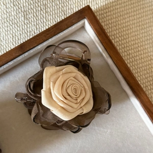 Elegant new Chinese style purple rose hair claw clip with vintage chiffon fabric texture