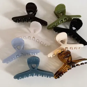 Pince à Cheveux Croisée en Résine Brillante Française Grande Élégante Minimaliste Accessoire de Coiffure à la Mode pour Femmes