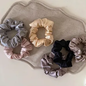 Fashion Smooth Satin Pleated Scrunchie High Elastic Hair Tie Durable Ponytail Holder For Women Ruffled Hair Accessories
