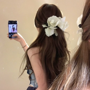 Pince à cheveux élégante avec fleurs blanches en tissu pour coiffure romantique