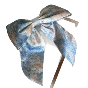 Haarreif mit großer Schleife im Ölgemälde-Stil und abstraktem Sternennacht-Muster in Blau