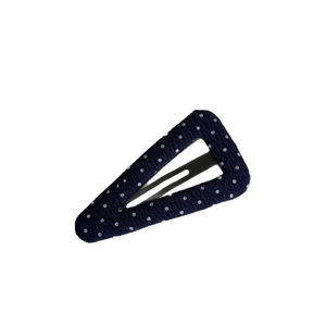 Navy blue vintage polka dot triangular hair clip with elegant fabric finish