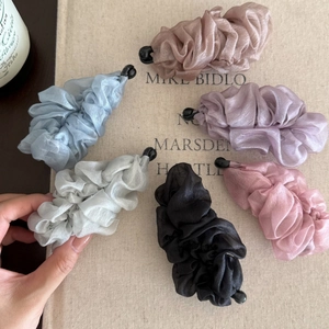 Set of pleated chiffon banana hair clips in six low-saturation Morandi colors for women