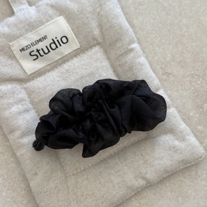 Elegant large black pleated chiffon banana clip for high ponytail hair styling