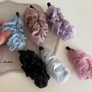 Elegant Chiffon Fabric Pleated Banana Hair Clip For Women Non-Slip Vertical High Ponytail Holder Fashion Hair Accessories