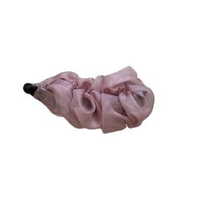 Elegant pale pink pleated chiffon banana hair clip for high ponytail styling