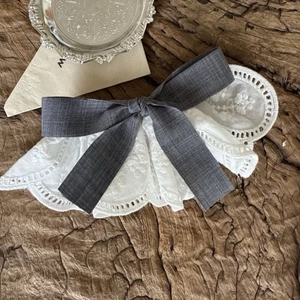 French Romantic Lace Ruffle Hair Clip Elegant White Lace Grey Bowknot Hairpin Vintage Top Clip For Women Hair Accessory