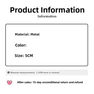 Detailed size specification card for 5cm metal hair clip with rhinestone star design