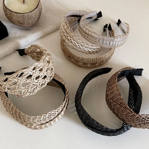 Bohemian style straw woven headbands for women in natural colors for vacation