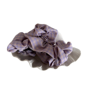 Large Korean style purple plaid scrunchie hair claw clip with elegant fabric pattern