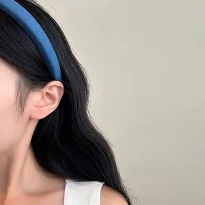 Classic denim blue padded headband for women with premium fabric finish for heightening crown