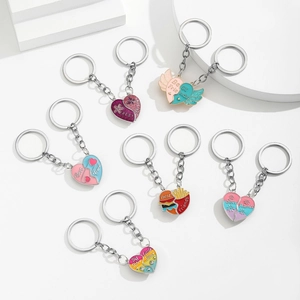 Lot de porte-clés magnétiques cœur et puzzle pour meilleures amies en alliage coloré