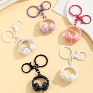Cool colorful matte headphone keychain pendants set with lobster clasps for bags