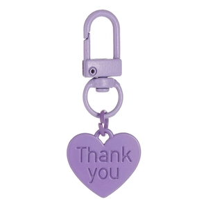 Porte-clés cœur violet lavande mignon avec gravure Thank You pour sacs à main