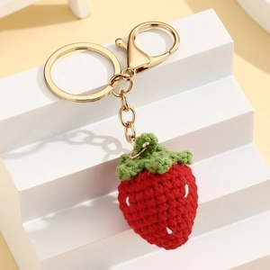 Handgemaakte Gehaakte Fruit Sleutelhanger Schattige Wollen Aardbei Citroen Watermeloen Banaan Oranje Tas Hanger Accessoire Voor Dames