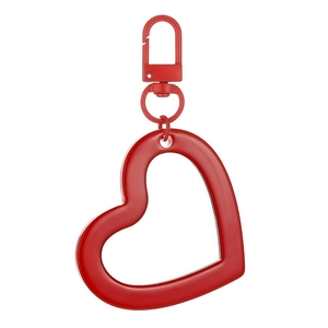 Glossy bright red heart pendant with swivel lobster clasp for DIY jewelry keychains