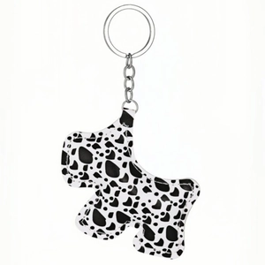 Porte-clés chien à motif léopard et vache, pendentif de sac avec anneau métallique