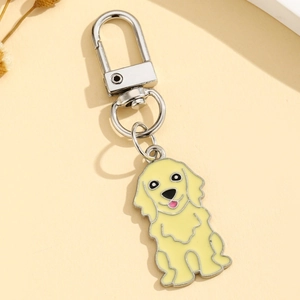 Porte-clés chien mignon minimaliste en alliage de zinc avec breloque chiot Golden Labrador