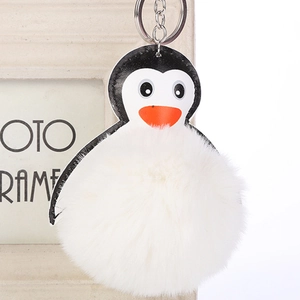 Llavero de Peluche de Pingüino con Pompon de Piel Sintética Amuleto de Bolso para Mujeres Niñas Accesorio de Mochila Colgante de Animal de Cuero PU