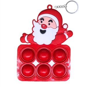 Weihnachtsmann Pop It Fidget-Spielzeug Schlüsselanhänger aus Silikon mit Metallring