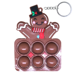 Lebkuchenmann Pop It Schlüsselanhänger aus Silikon mit Metallring für Weihnachten