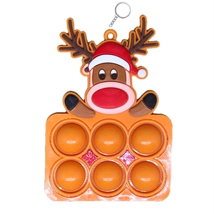 Detail von Weihnachtsrentier Silikon Pop It Fidget Spielzeug mit sechs Blasen und Schlüsselring