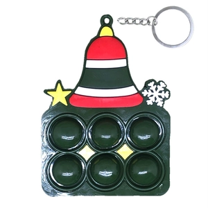 Weihnachtsbaum Fidget Toy Schlüsselanhänger aus grünem Silikon mit festlichem Glockenmuster