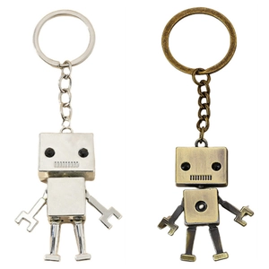 Vintage Zinc Alloy Robot Keychain Movable Joint Mechanical Figure Key Ring Bronze Silver Industrial Style Bag Pendant Gift