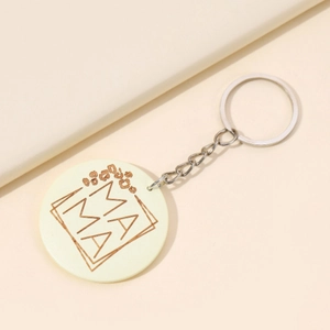 Porte-clés MAMA Rond Minimaliste Moderne Bois Métal Floral Imprimé Léopard Anneau Clé Mode Pendentif Sac Cadeau Fête des Mères Femme