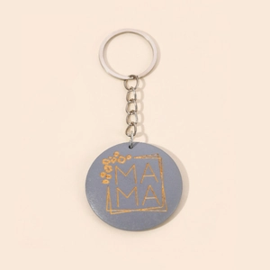Porte-clés MAMA gris minimaliste pour voiture et sacs avec gravure dorée élégante