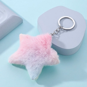 Cute Gradient Plush Dolphin And Star Keychain Cartoon Soft Stuffed Animal Bag Charm Car Keyring Pendant Accessories