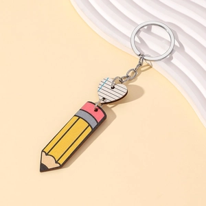 Creative pencil and heart wooden keychain gift for teacher appreciation day