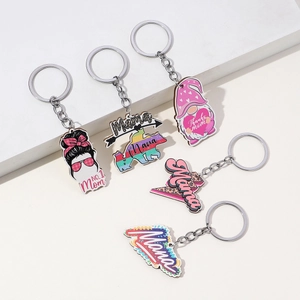 Pink heart and leopard print Mama keychain set with rainbow and Nana bear charms