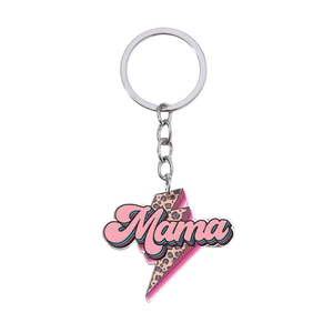 Pink leopard lightning Mama keychain charm for women Mother's Day gift accessory