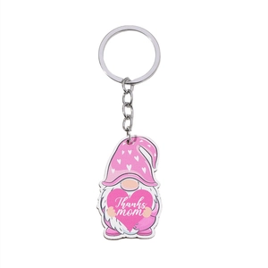 Pink heart Gnome keychain with Thanks Mom text for Mother Day gift accessory