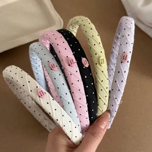 Set of polka dot fabric headbands with high top design in six various colors