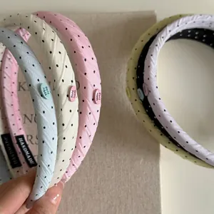 Sweet Retro Polka Dot Headband For Women Handmade Fabric Wrapped Hair Hoop Daily Fashion Versatile Hair Accessories
